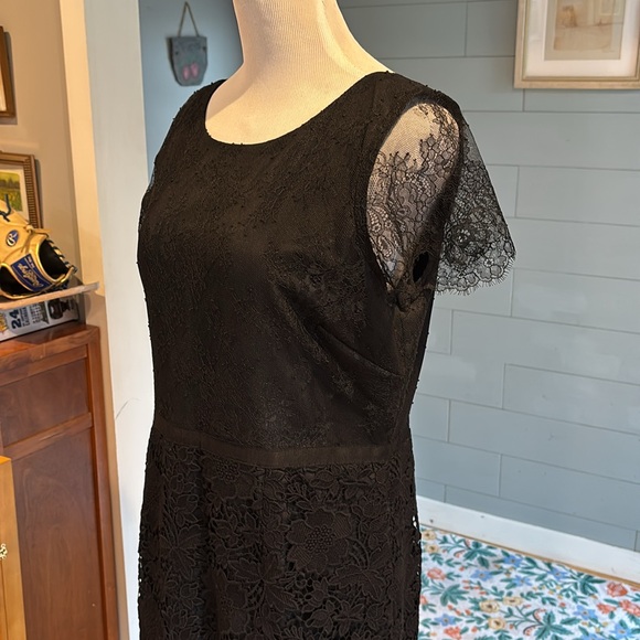 J. Crew Collection Noelle Black Midi Lace Dress - Picture 2 of 9